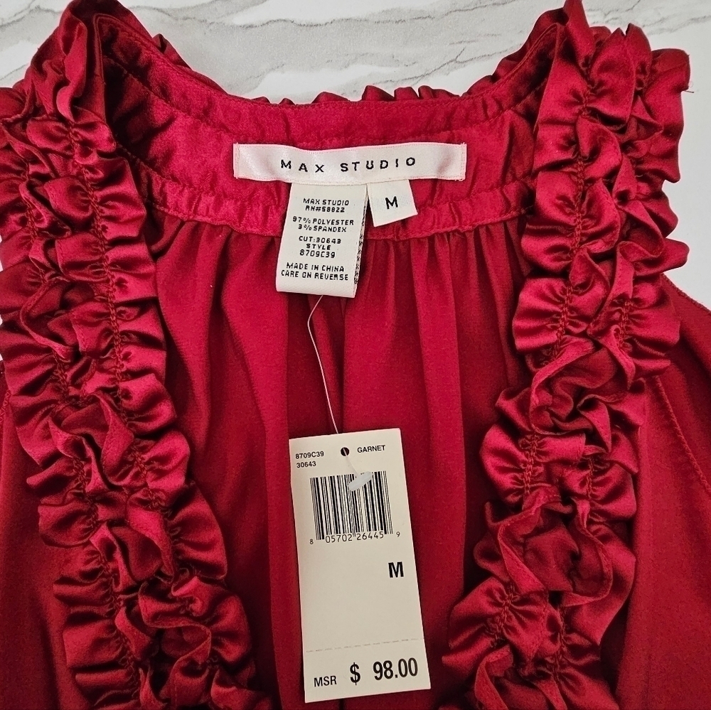 NWT MAX STUDIO Magenta Medium Blouse - Picture 4 of 9